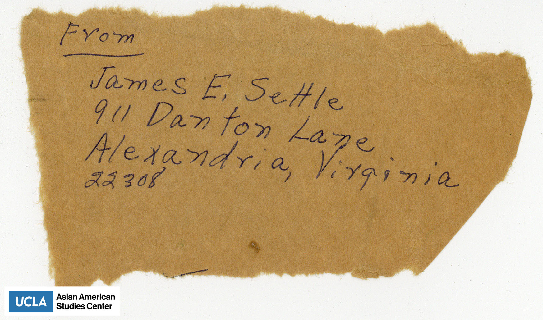 Address of James E. Settle in Alexandria, Virginia.