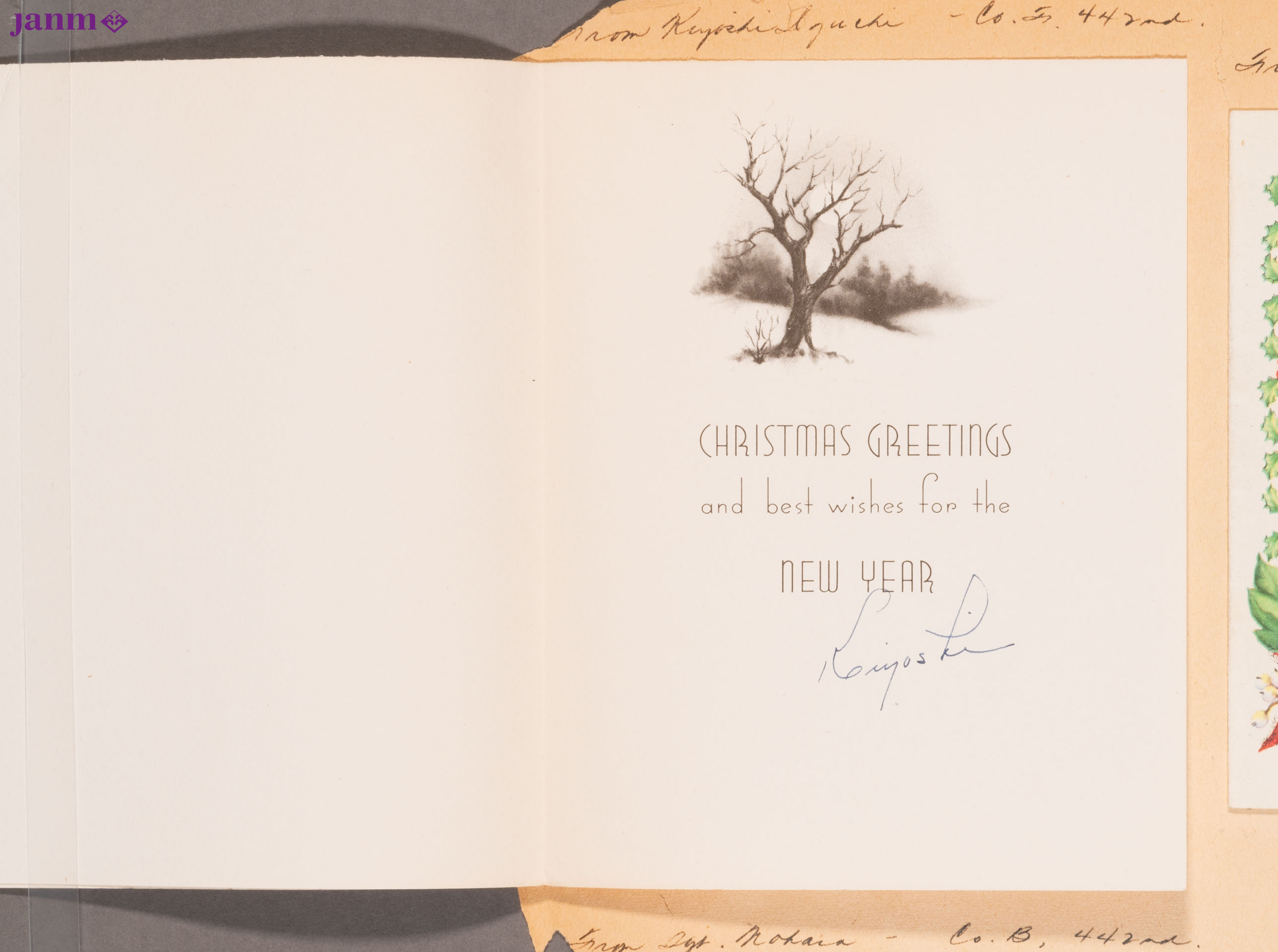 Christmas card includes text: 